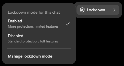 ChatGPT lockdown mode enabled for a single chat: more protection, limited features